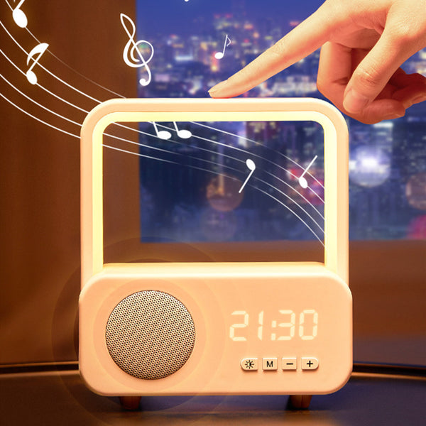 3-in-1 Rechargeable Bluetooth Speaker with Clock & Dimmable Colorful Light