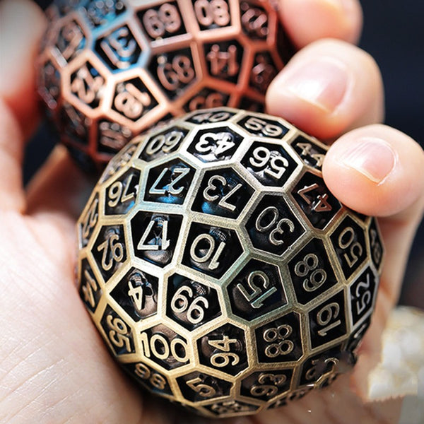 100 Sided Polyhedron Metal Dice with Numbering, Designed for Big Party & More Possibilities