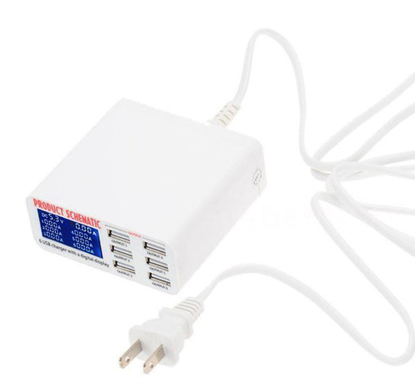 Smart 6-Port USB Charge Station With Digital Display - Charge Safer and Faster