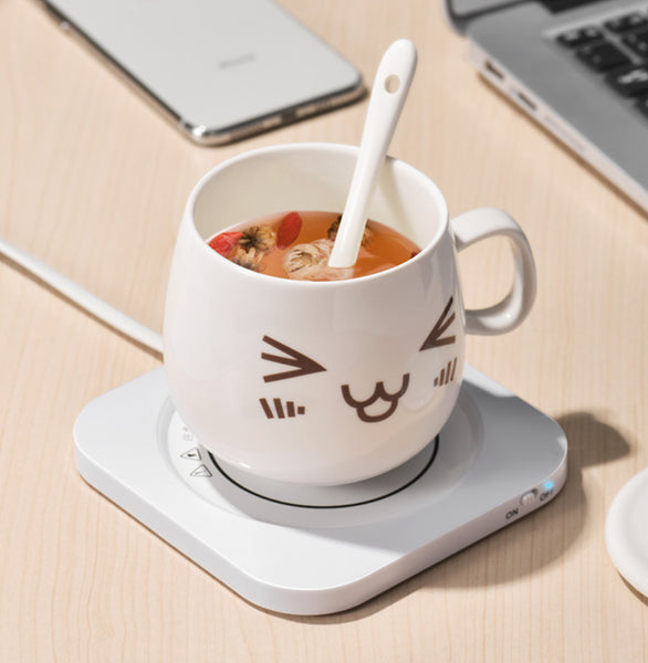 55°C Smart Water Cup Heating Coaster, with USB Power Supply, Fast Thermal Conductivity Technology, Long-lasting Thermal Insulation Function, Support for Cups of Different Materials and Milk, Coffee and Other Beverages