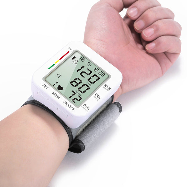 Rechargeable Electronic Wrist Blood Pressure Monitor, with Accurate Fast Reading, Large Display & One Touch Operation, for Home Use