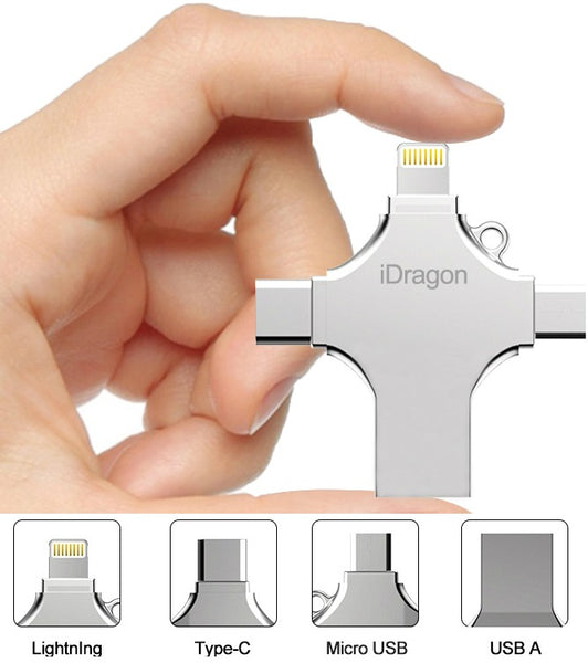 Portable 4-in-1 Flash Drive for Backing Up Any Smartphones