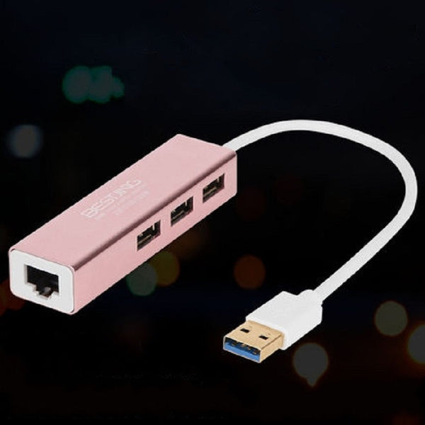 USB-C/USB 3.0 to 3 Ports USB 3.0 Hub With RJ45 Gigabit Ethernet Adapter