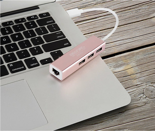 USB-C/USB 3.0 to 3 Ports USB 3.0 Hub With RJ45 Gigabit Ethernet Adapter