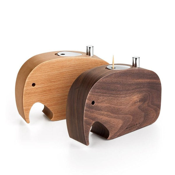 Push-To-Dispense Solid Wood Elephant Toothpick Holder