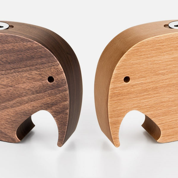 Push-To-Dispense Solid Wood Elephant Toothpick Holder